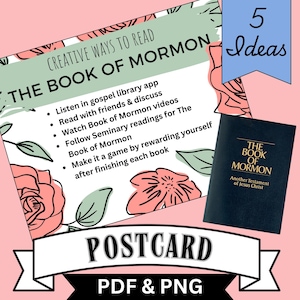 Pomysły na czytanie Księgi Mormona do wydrukowania | Pocztówka z nauką pism świętych LDS, pomoc do studiowania Ewangelii BOM rs ym Primary, Faith Based LDS Instant Download