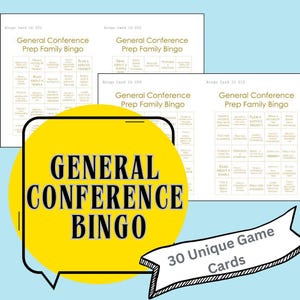 Konferencja Generalna Bingo, 30 kart do wydrukowania, Aktywność LDS dla dzieci i dorosłych, Zabawna gra słuchowa, Wieczór domowy dla uczniów szkół podstawowych i rodzin