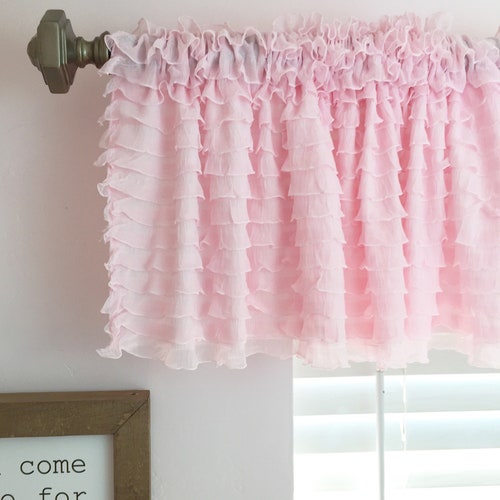 Blush Pink Ruffled Curtain Valance Window Treatment for Baby Etsy
