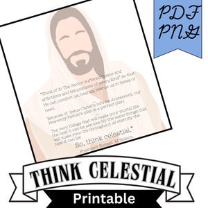 Piense en lo celestial / Cita inspiradora de los Santos de los Últimos Días / Russell M. Nelson Church Jesucristo / Primaria, Sociedad de Socorro