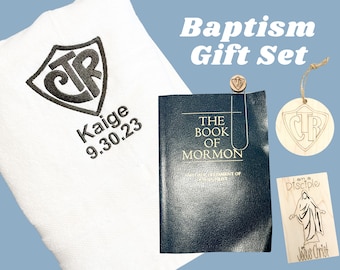 CTR Baptism Gift Set with Towel, Hang Tag Ornament,  Bookmark, Baptism Gifts, I am a Disciple Church of Jesus Christ