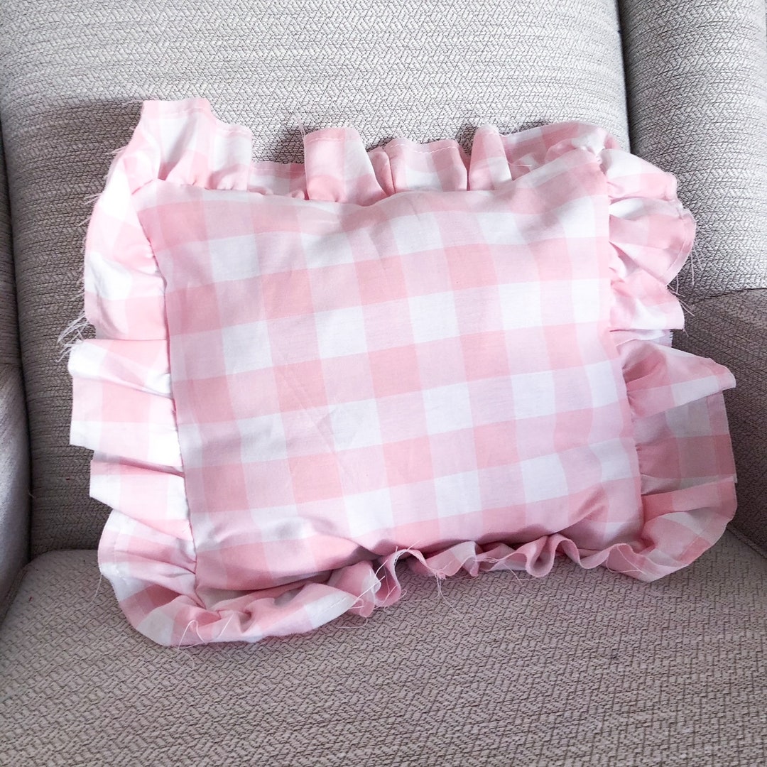 Pink Gingham Pillow Cover Other Colors Ruffle Pillow for Etsy