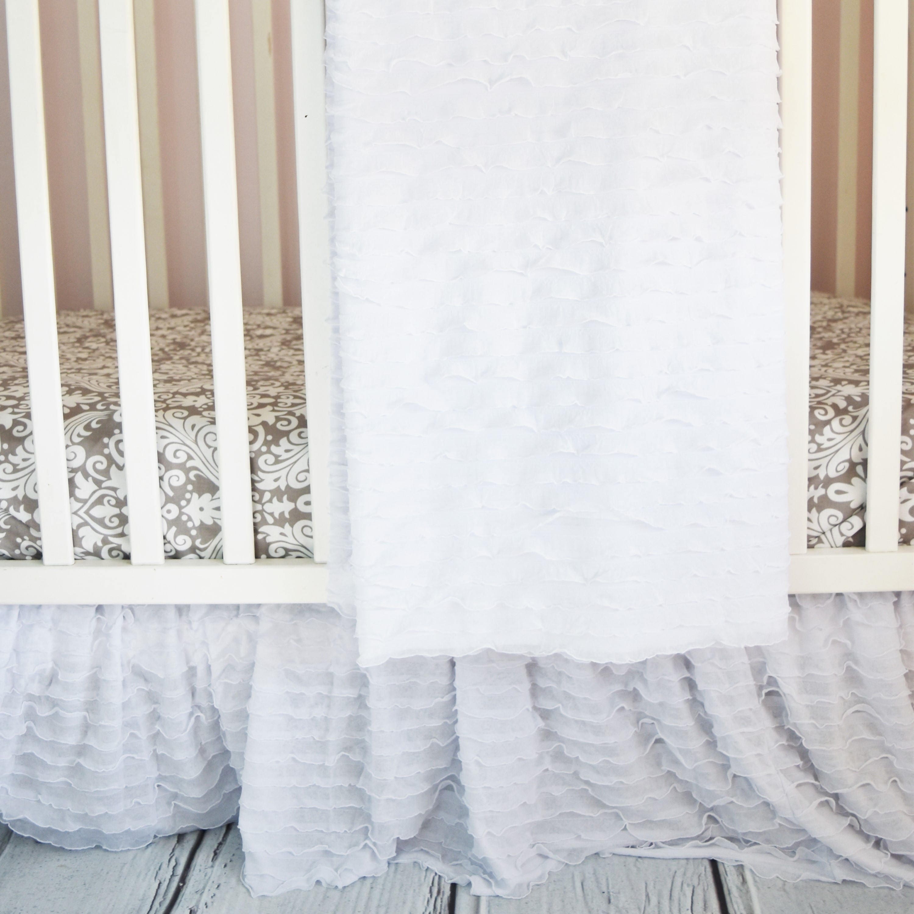White Crib Skirt Ruffle Crib Skirt White Crib Skirt Baby Etsy