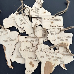Custom Missionary Christmas Ornaments, Missionary Gift for Missionary Mom, Asia & All Continents / Islands Available