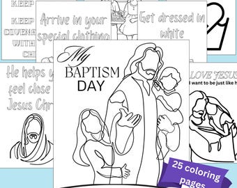 Libro para colorear sobre el bautismo para niños / Actividad imprimible SUD / 25 páginas sobre el camino del convenio, el Espíritu Santo y Jesucristo / Regalo para niños de 8 años