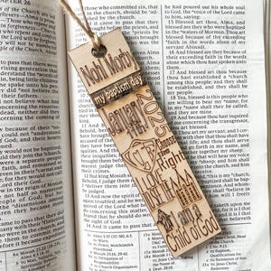 Personalized Baptism Bookmark, LDS Gifts for Boys & Girls with Custom Name and Date, Primary Children Church of Jesus Christ, Wood Keepsake