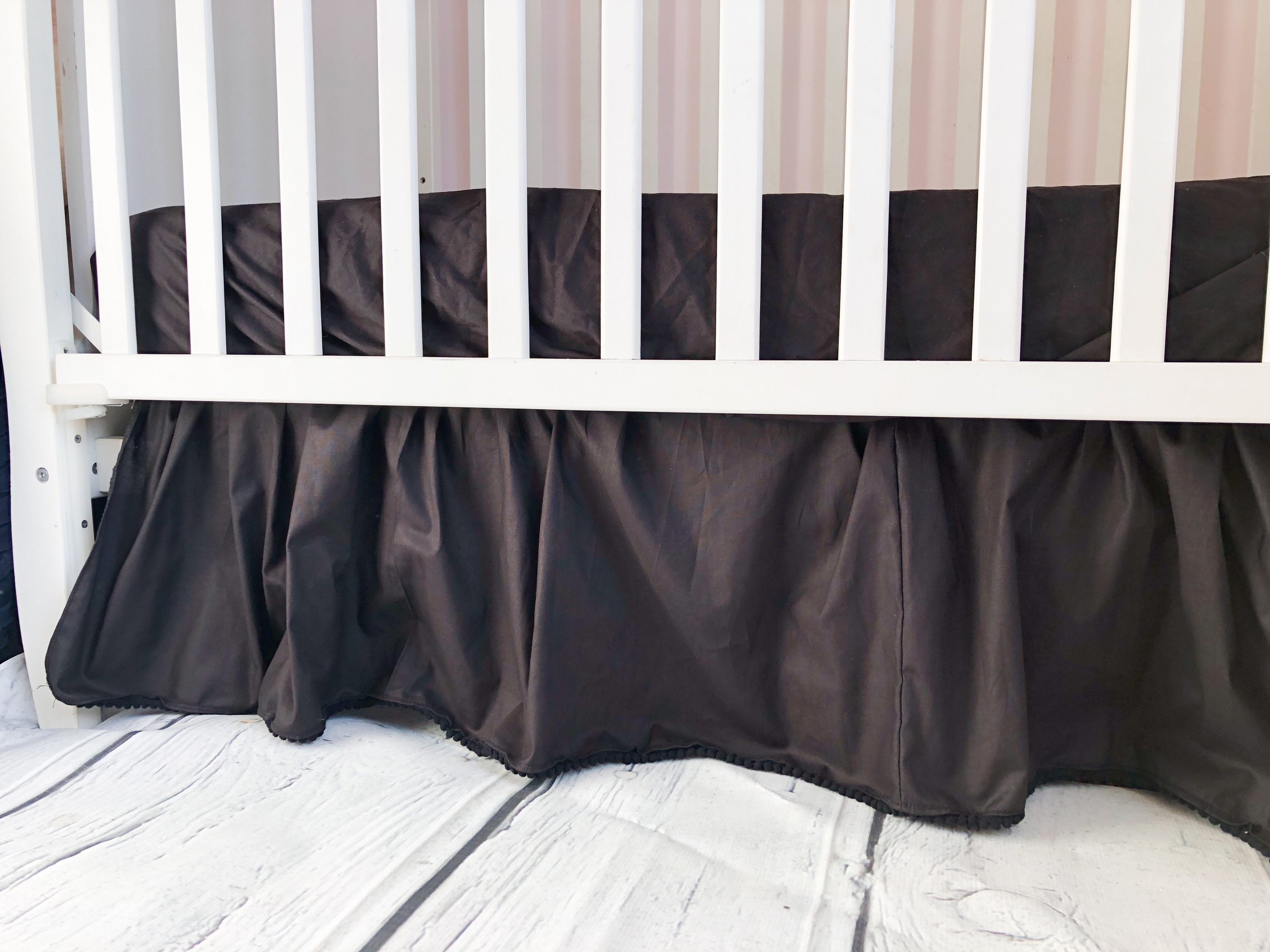 Pom Pom Tassel Crib Skirt Baby Bedding Nursery Decor Infant Etsy