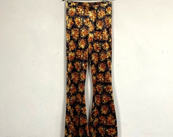 Urban Oufitters Archive Flare-broek met bloemen, fluweelgevoel, rekbaar, hippie, legging