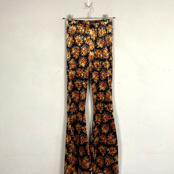 Urban Oufitters Archive Floral Flare Trousers, Velvet Feel, Stretchy, Hippie, Leggings