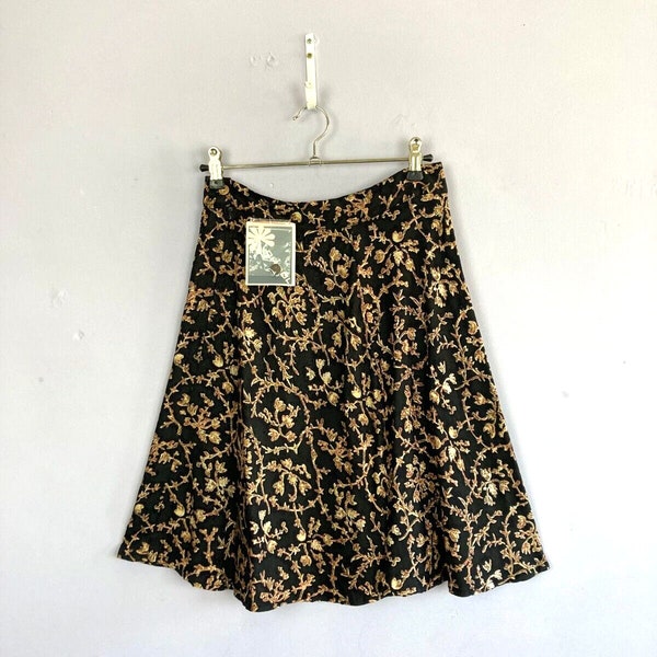 Vintage PHOOL Mini Skirt, Black, UK 8, Floral, A line, NWT, 90s Deadstock