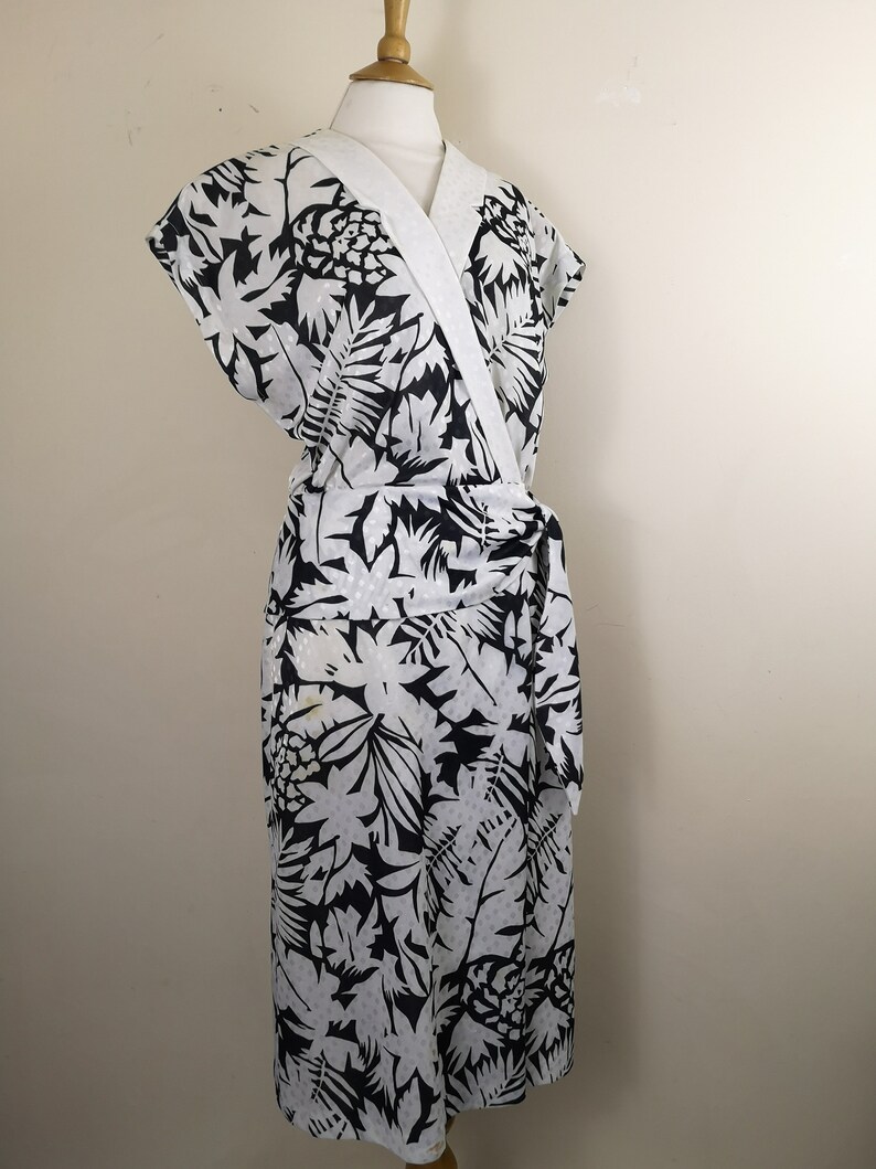 black and white floral wrap dress