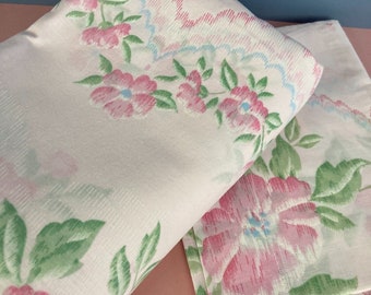 Vintage Floral Duvet Cover, Single Bed, Pink, Cabbage Roses, Cottage Core