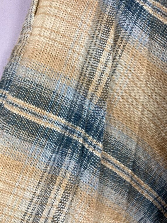 Vintage Wool A line Skirt, Pale Blue Beige Check,… - image 4
