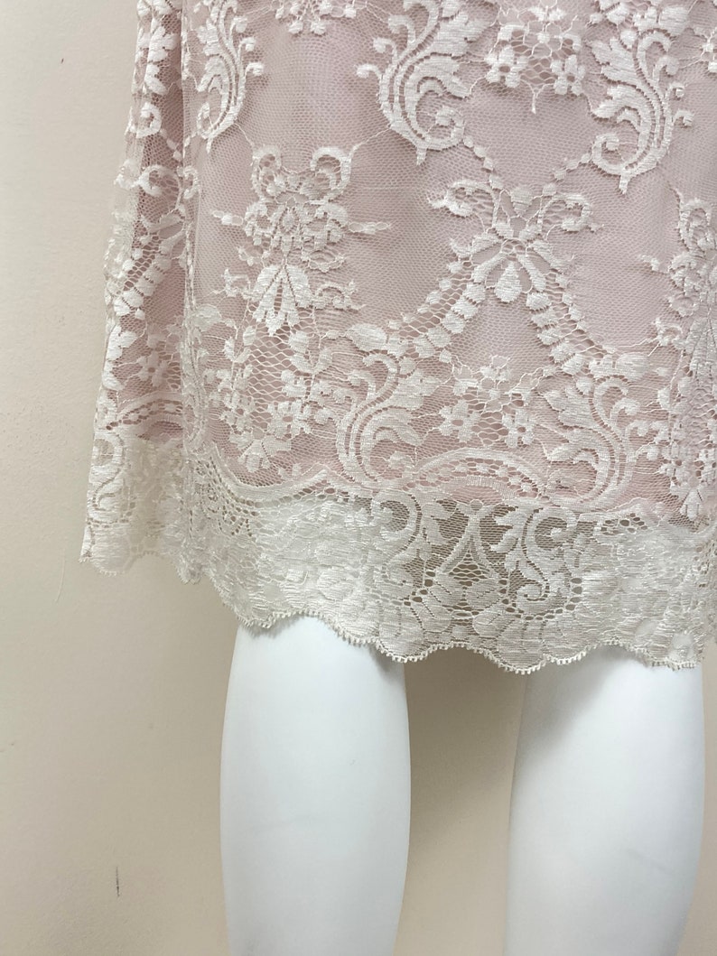 White UK 12. Natural 90s Vintage Lace Slip Dress