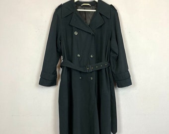 Vintage St Michael Trench Coat, Navy Blue, 90s, Academia, Career, UK16, Mac