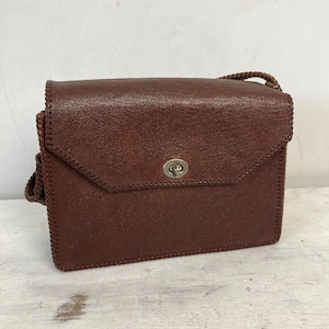 Vintage Braun Leder Box Tasche 60er 70er Henkeltasche Hard Case Academia Mod