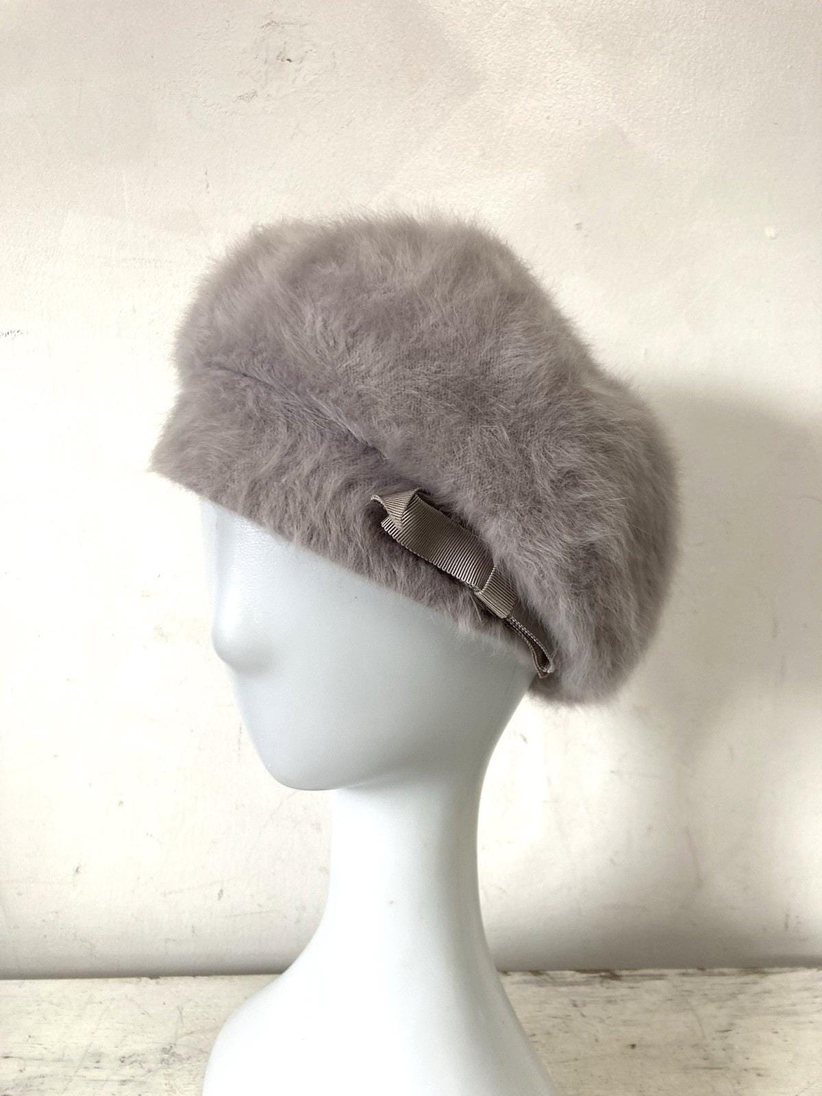 Vintage Vincent & Bill New York Real 100% Mink Fur Beret Hat with Leather Bow Vintage Fur Roller Hats available online. Keeps your head  main image 2