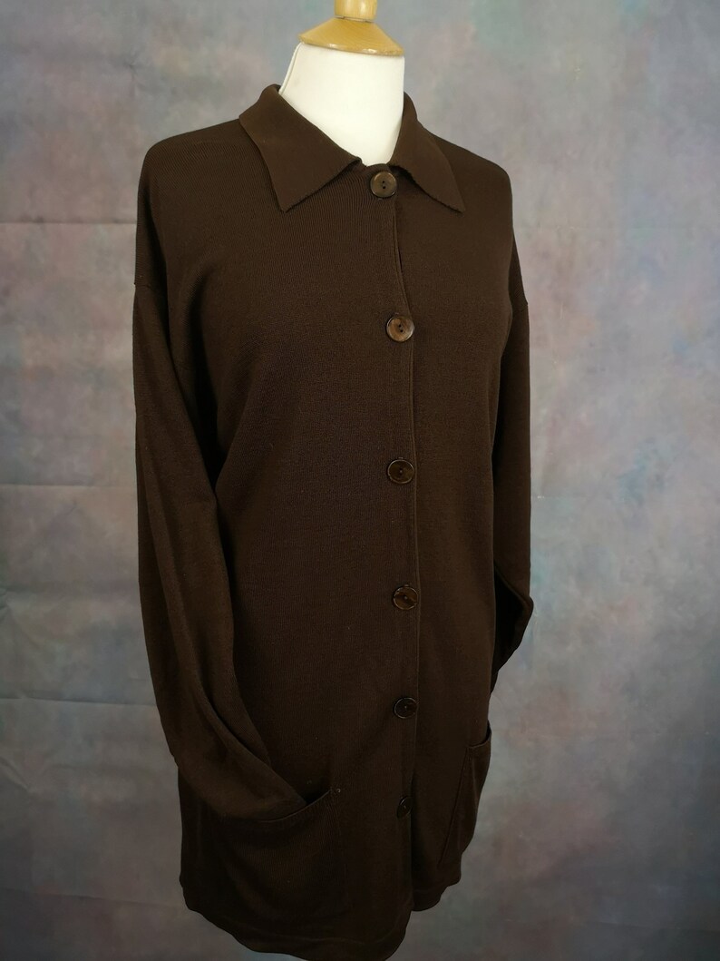 Wool with pockets House of Fraser 70s Vintage Long cardigan Button front.