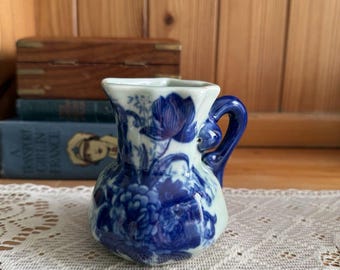 Antique Victoria Ware Ironstone Jug Creamer Small Flow Blue  Pottery Floral