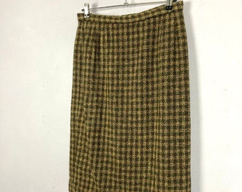 Vintage Pendleton Wool Check Skirt, UK12-14, Straight, Pencil, Career, Preppy