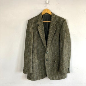 Vintage Wool Blazer Jacket, Blue Mix, Tweed, St Michael, Mens M, Made in UK