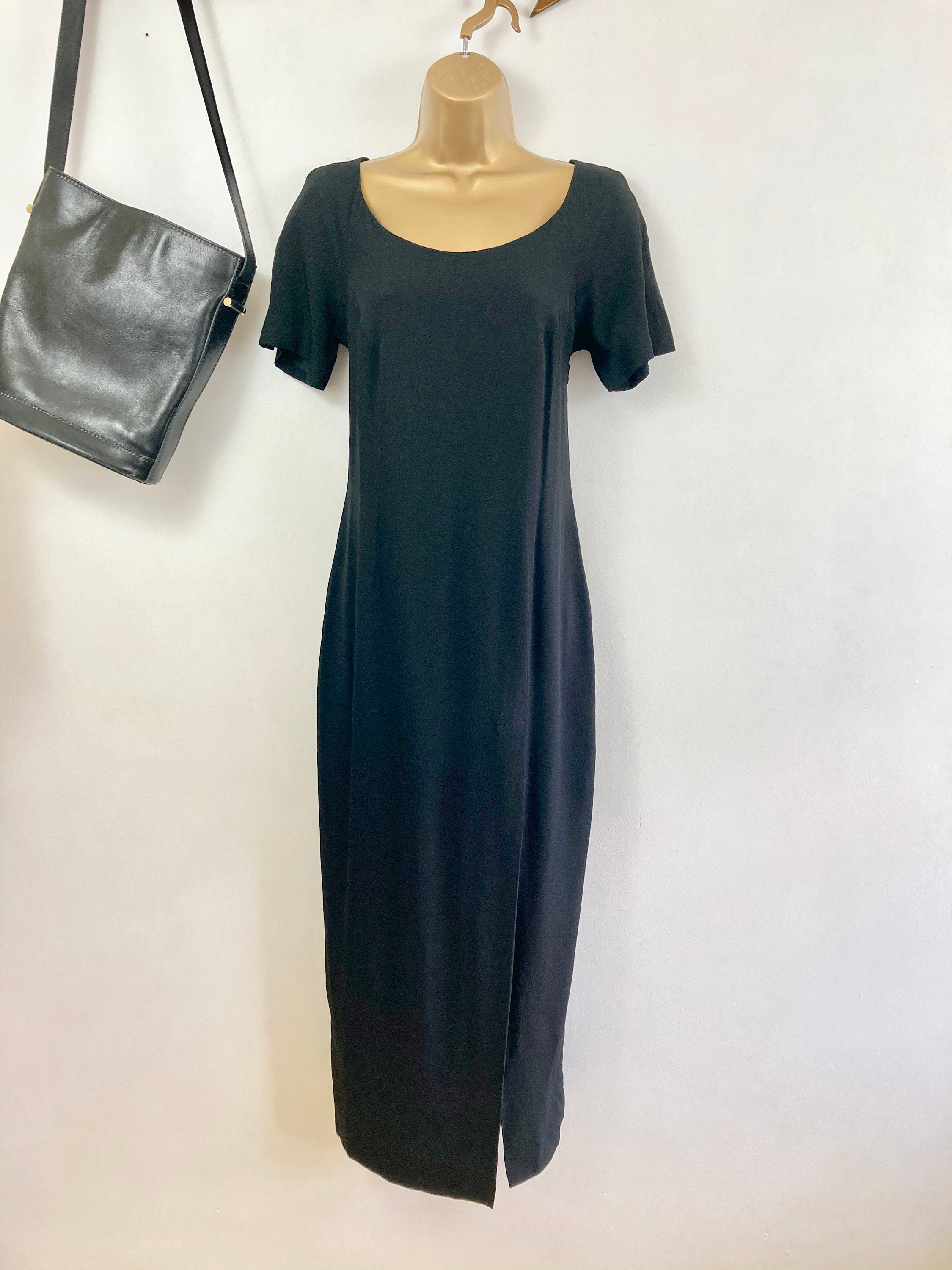 Image of S S Vintage Black Pencil Dress. Career. Tailored. Uk