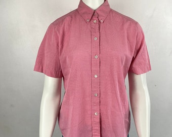 Vintage St Michael Gingham Shirt, Blouse, UK 12, Pink, White, Preppy