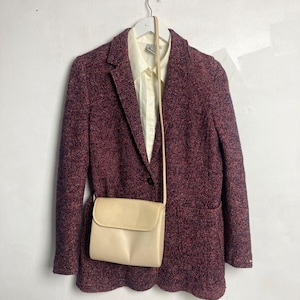 Tommy Hilfiger Womens Blazer Jacket Burgundy UK10 Italian Yarn Career Preppy