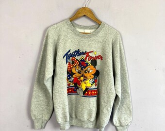 Vintage Sweatshirt, Mickey Minnie Mouse Together Forever, Retro, Valentines Day