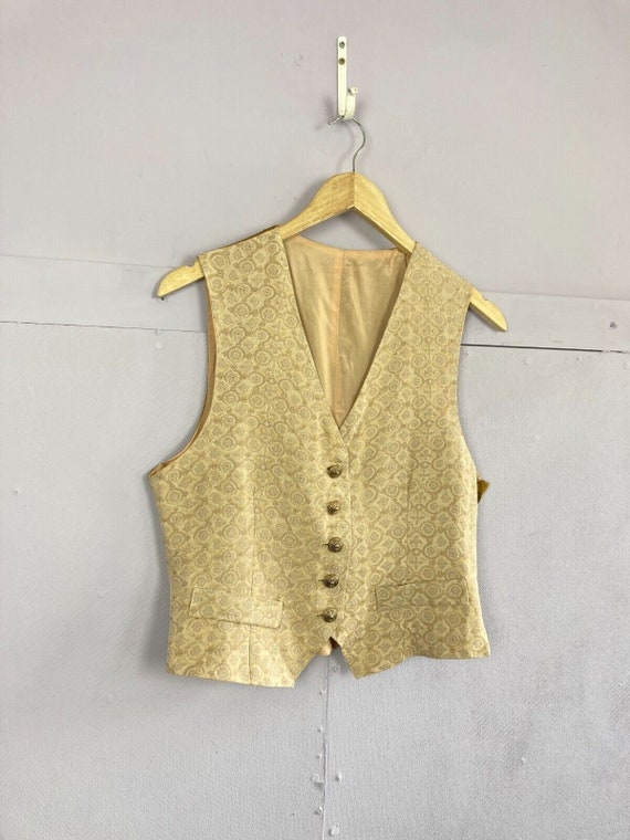 Vintage Silk Waistcoat Beige Gold Women's UK10-12… - image 2