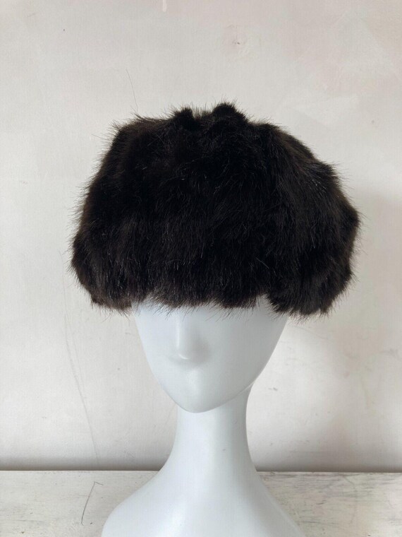 Vintage Faux Fur Pill Box Hat Dark Brown JACOLL Hats 1940s  display picture 3