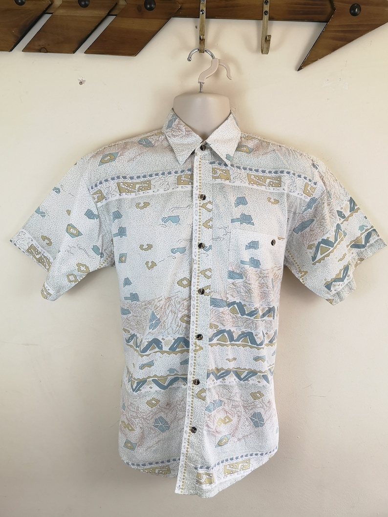 Holiday festival clothing Cotton Medium Men/'s 80s Vintage Casual Shirt Cruise
