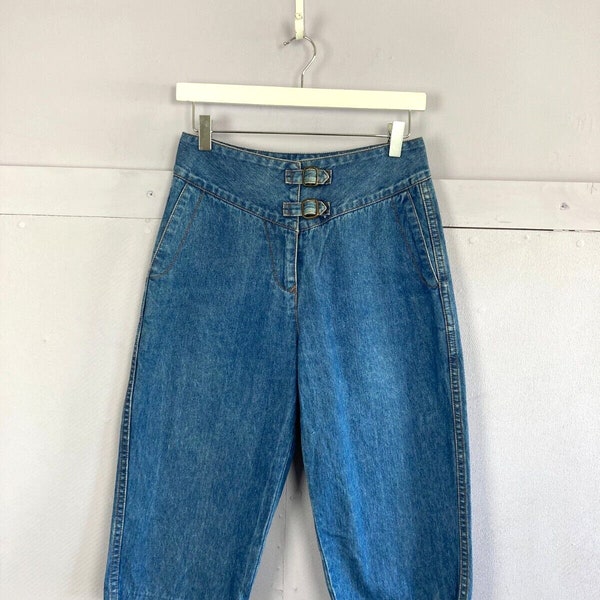 Vintage Denim Pedal Pushers Capri Trouser 80s High Waist UK10 Mom Shorts