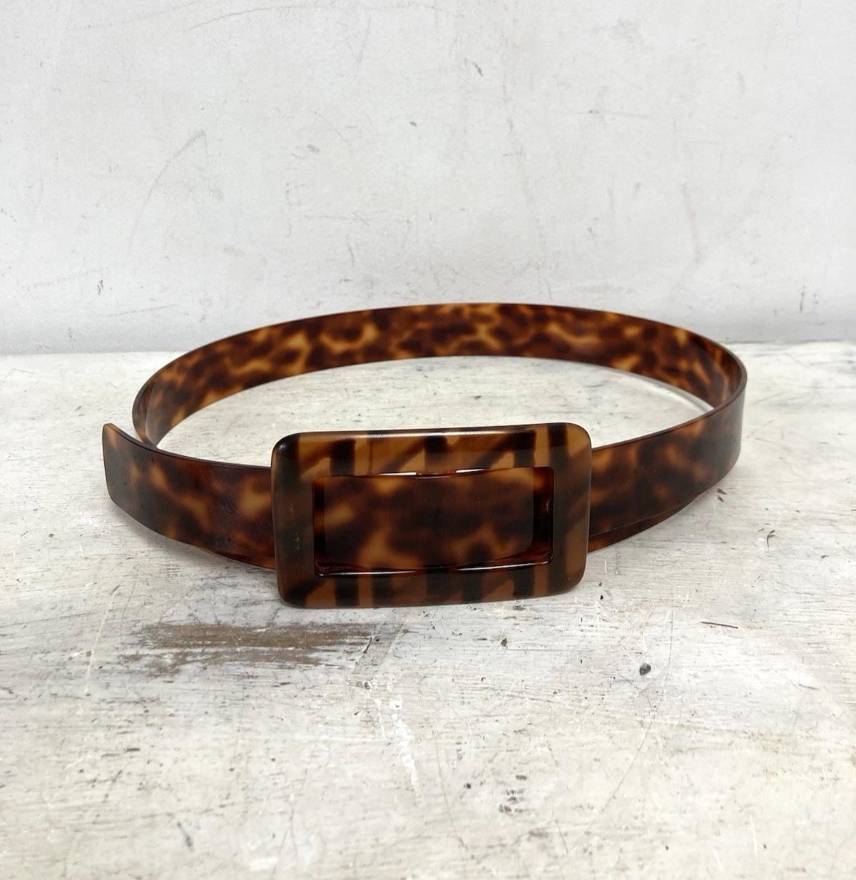 Vintage Tortoise Shell Lucite Waist Belt Cincher 26-28IN Mod  display picture 1