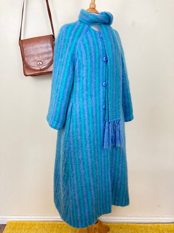 Vintage Donegal Design Mohair Coat. Long. Attached