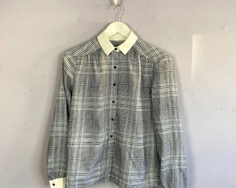 Vintage Blouse, Shirt, Black & White Check, St Michael, UK8-10, Secretary