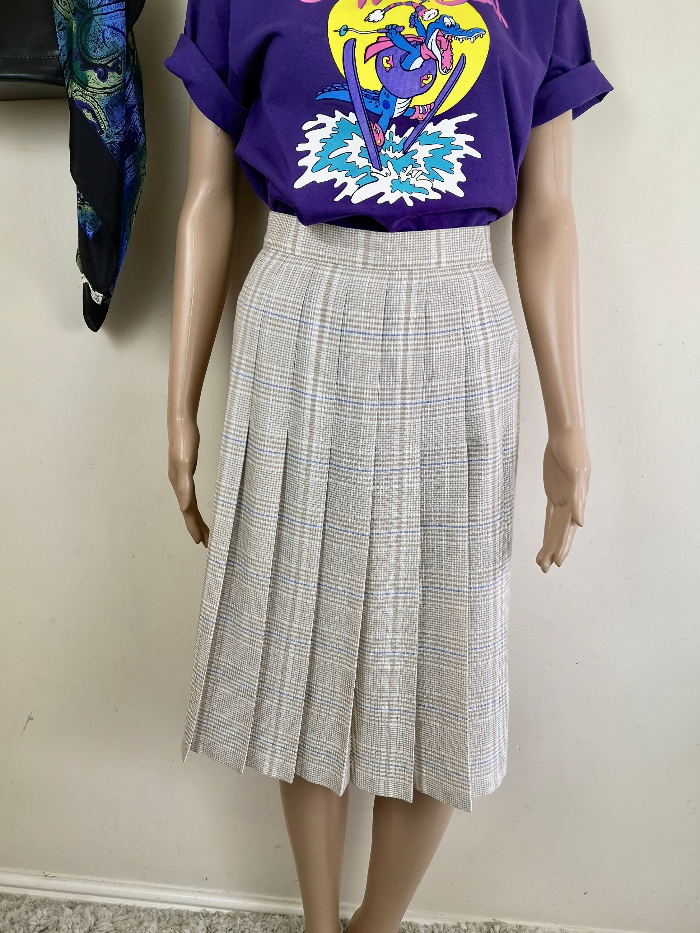 Image of S Vintage St Michael Pleated Skirt. Check. Tartan. Preppy. Uk