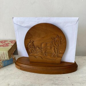 Vintage handgefertigtes Holz Brief Tablett Regal Französisches Land Bauernhaus Pferd & Warenkorb