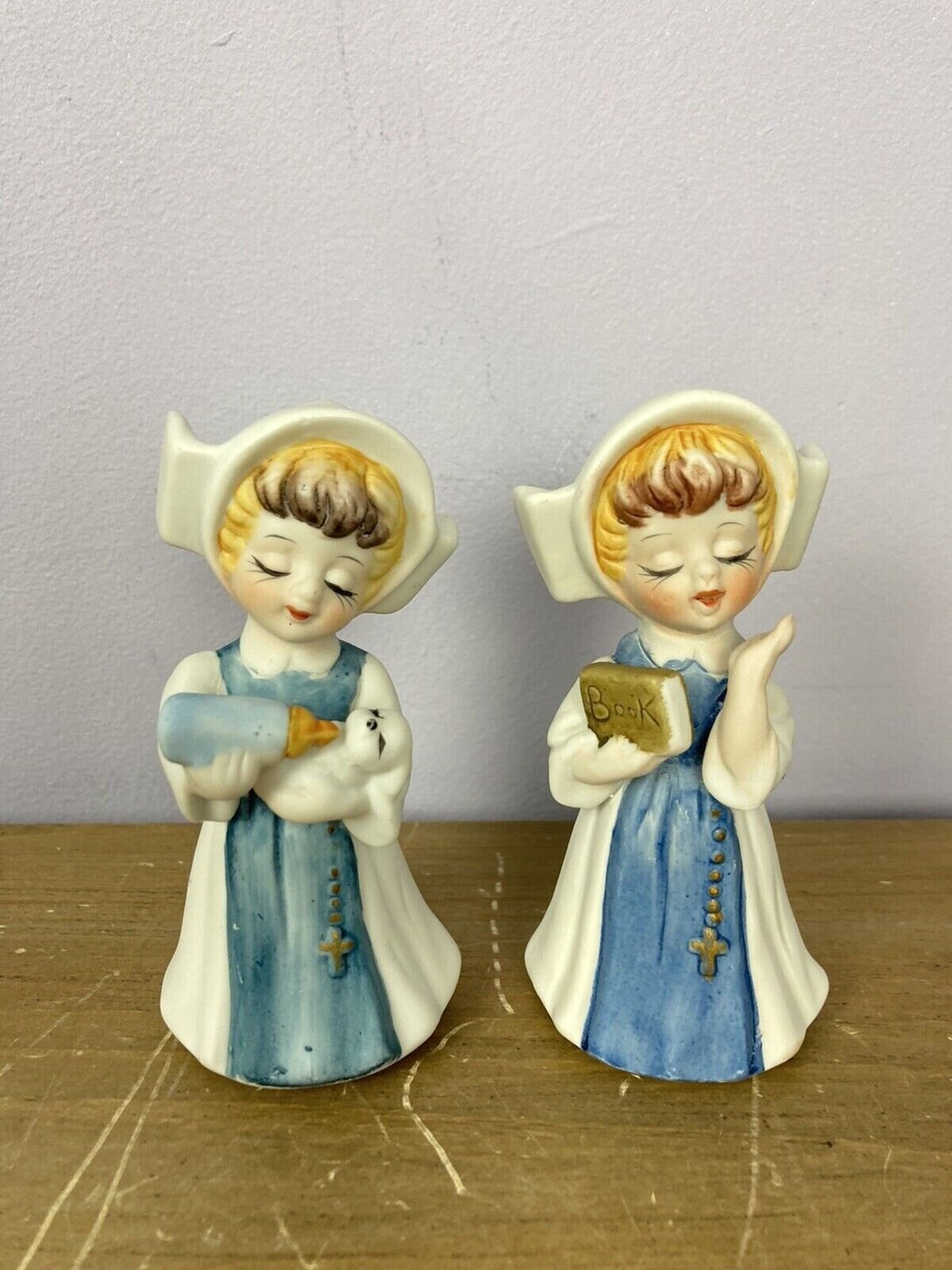 Vintage Kitsch Ornaments Ceramic Child Figurines Nuns Etsy
