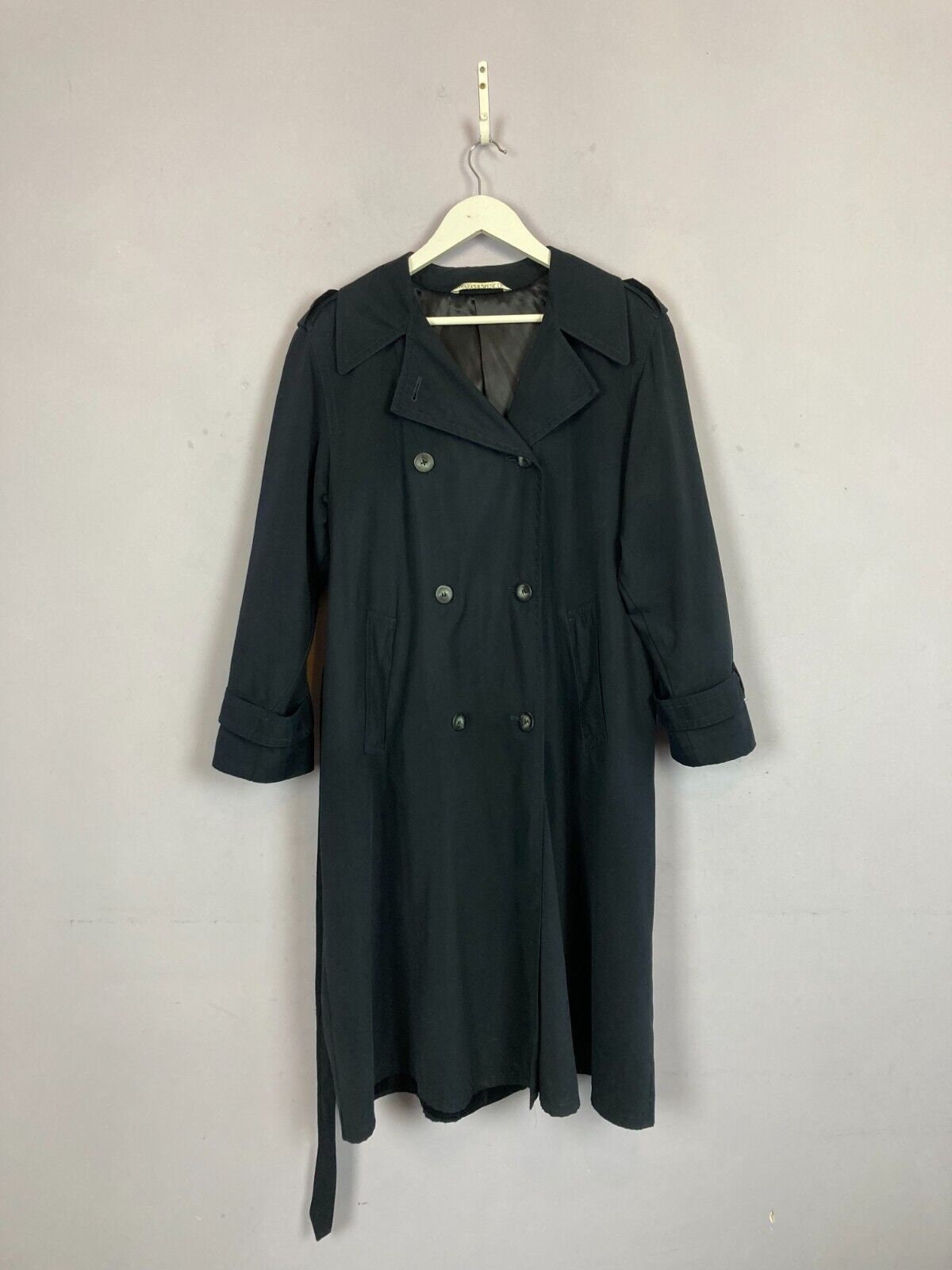 Vintage St Michael Trench Coat Navy Blue 90s Academia Career