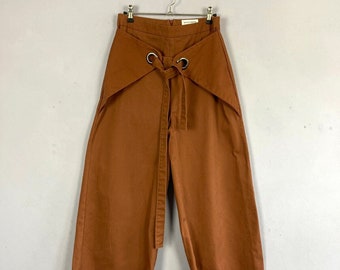 Native Youth Wide Leg Capri Trouser, Brown, High Waist, Size Small, Cotton