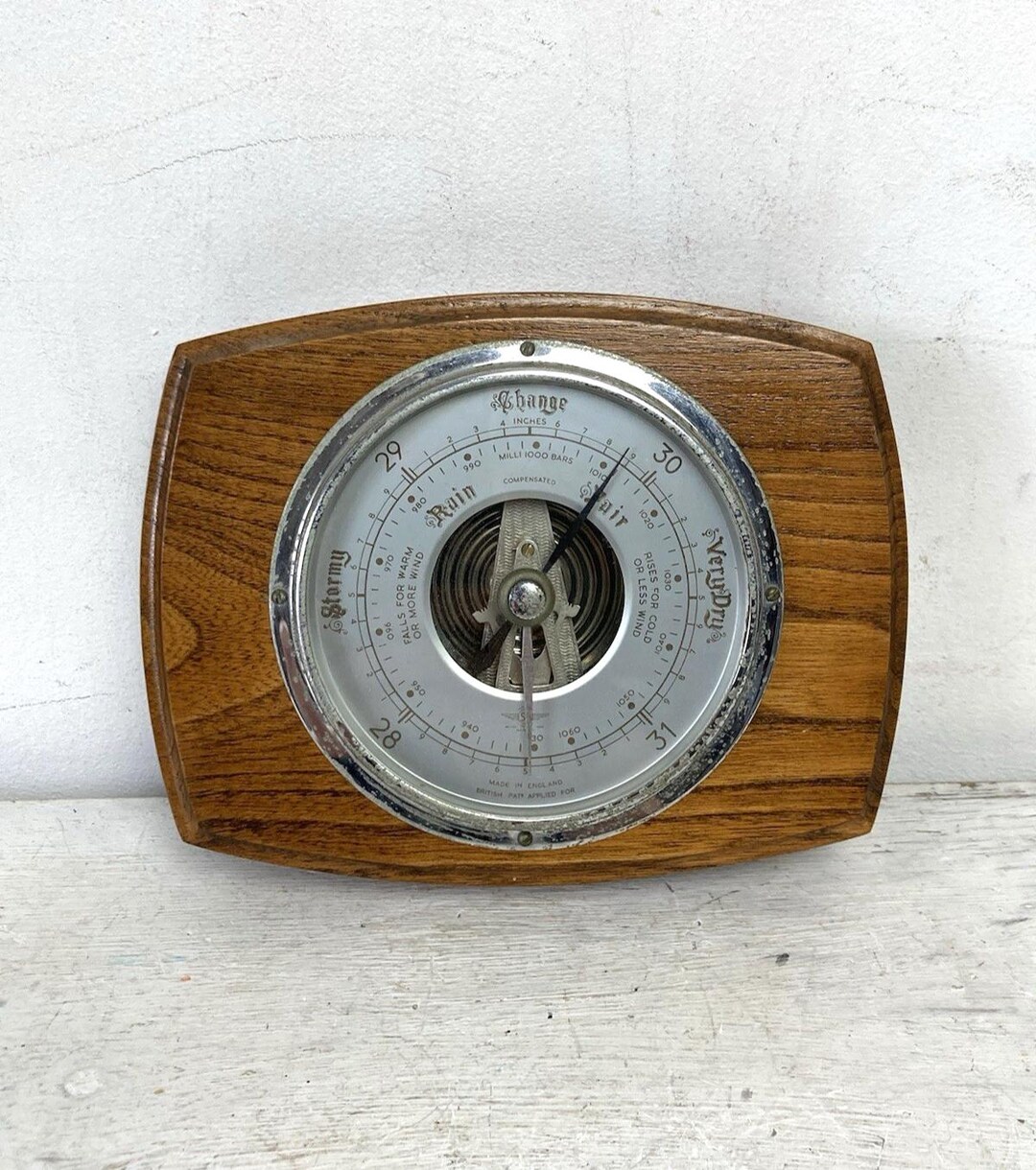 Square Barometer Vintage Barometer Shortland Smiths SB R Solid Wood Casing Made in ...