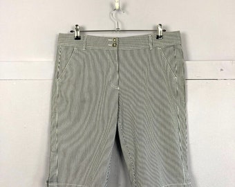 Vintage Nadelstreifen-Shorts in Knielänge, UK 16, Taschen, nautisch, lässig, 80er-90er-Jahre