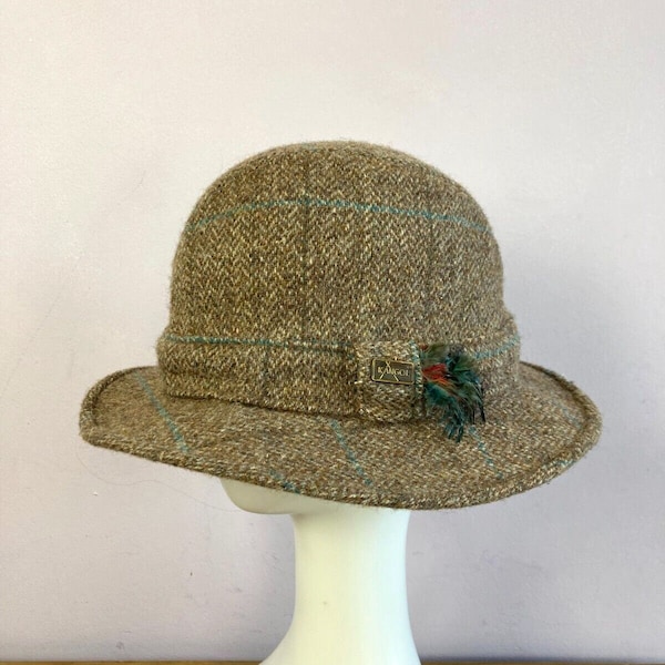 Vintage KANGOL Fedora Hat, Brown Mix, Adults Small, Tweed, Wool, Formal