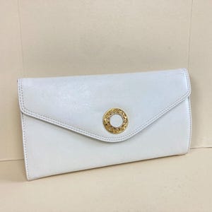 Torebka kopertówka w stylu vintage, biała, ze sztucznej skóry, lata 80., Japelle, wieczór, okazja, ślub