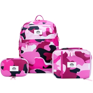 16&quot; Backpack School Set for Kids 7+ | Camouflage Backpack | Lunch Bag | Pencil Pouch | Back to School | Cute Backpack | Reusable Lunch Box