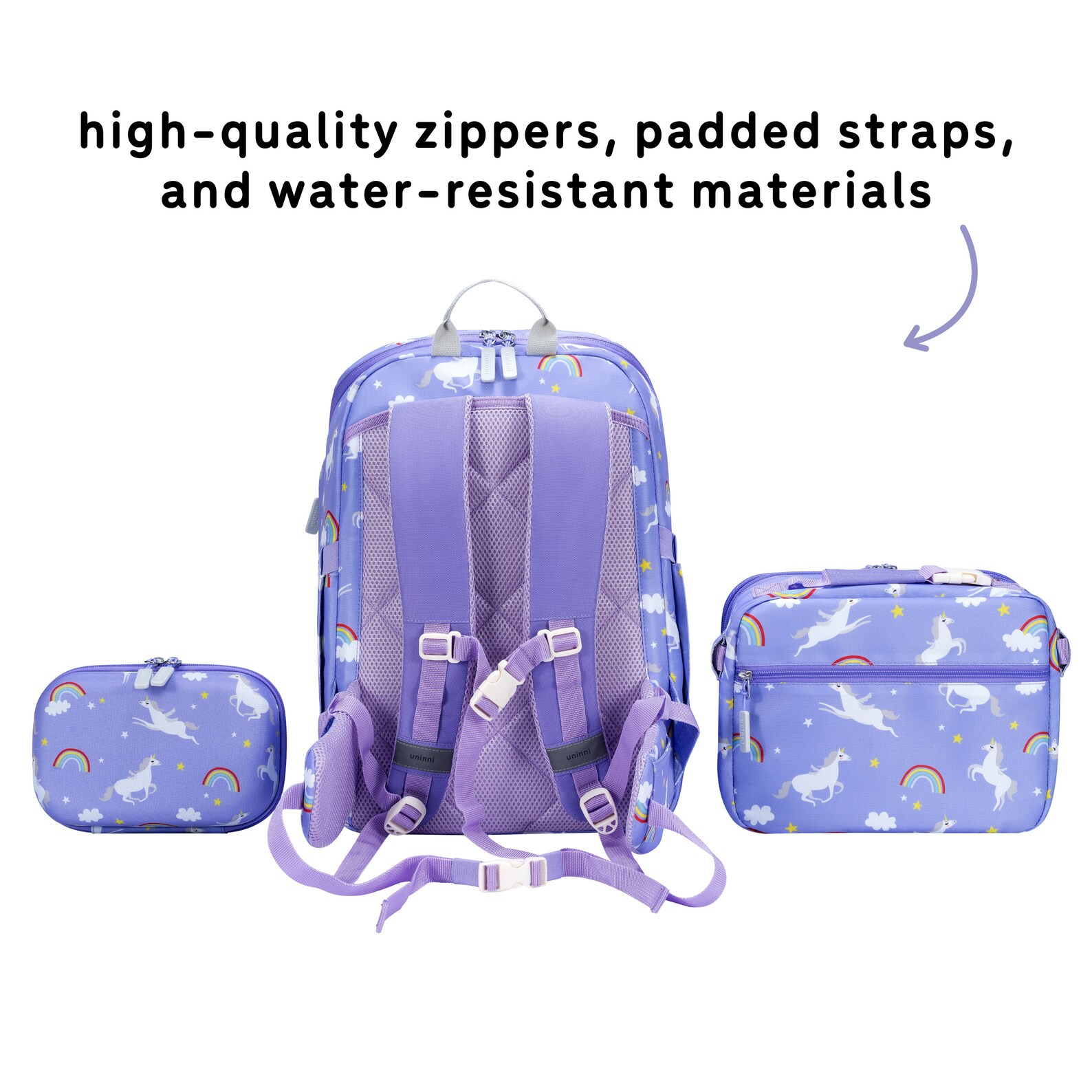 16 Backpack School Set for Kids 7 Unicorn Backpack Unicorn Lunch Bag