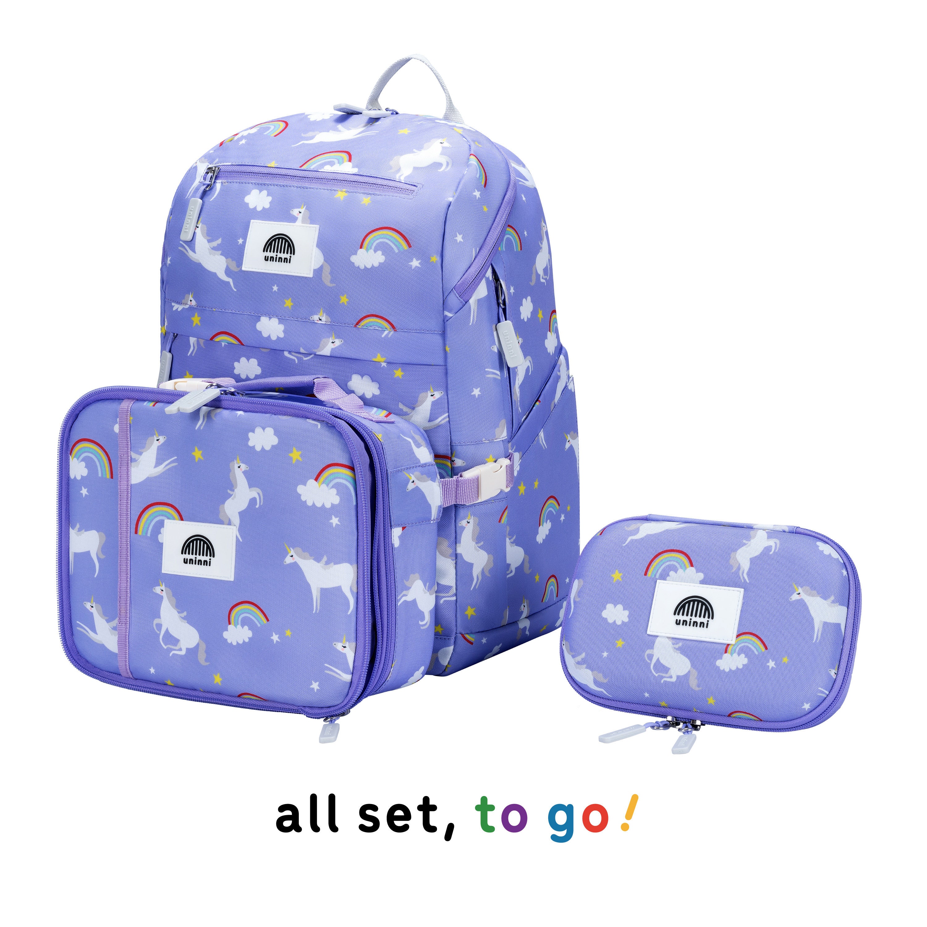 16" Backpack School Set for Kids 7+ | Unicorn Backpack | Unicorn Lunch ...