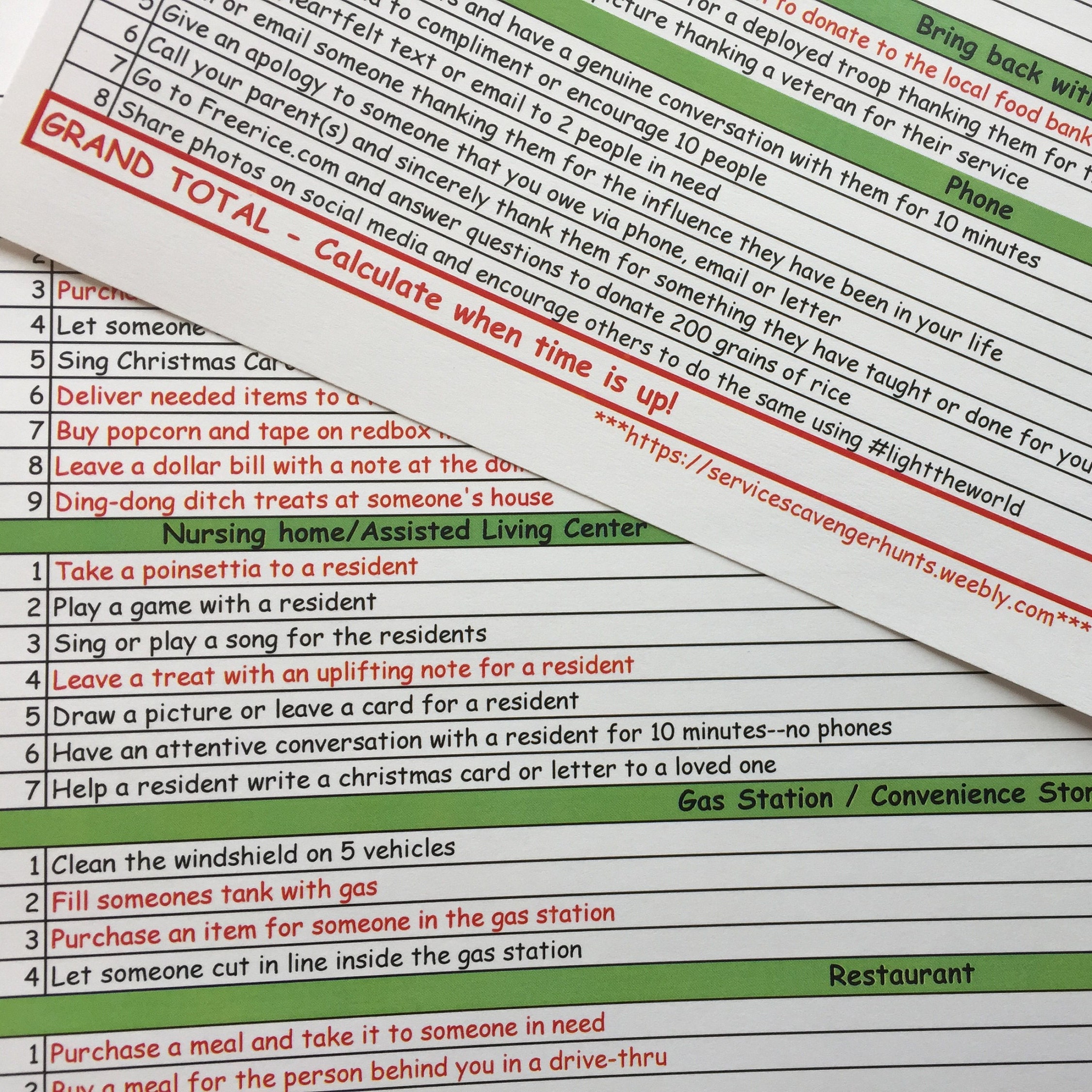 Christmas Service Scavenger Hunt List *printable* *editable* - Etsy
