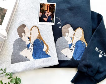 Custom Embroidered Portrait from Photo Sweatshirt,Personalized Portrait Sweatshirt,Couple Gifts,Anniversary Gift,Valentine's Day Gift